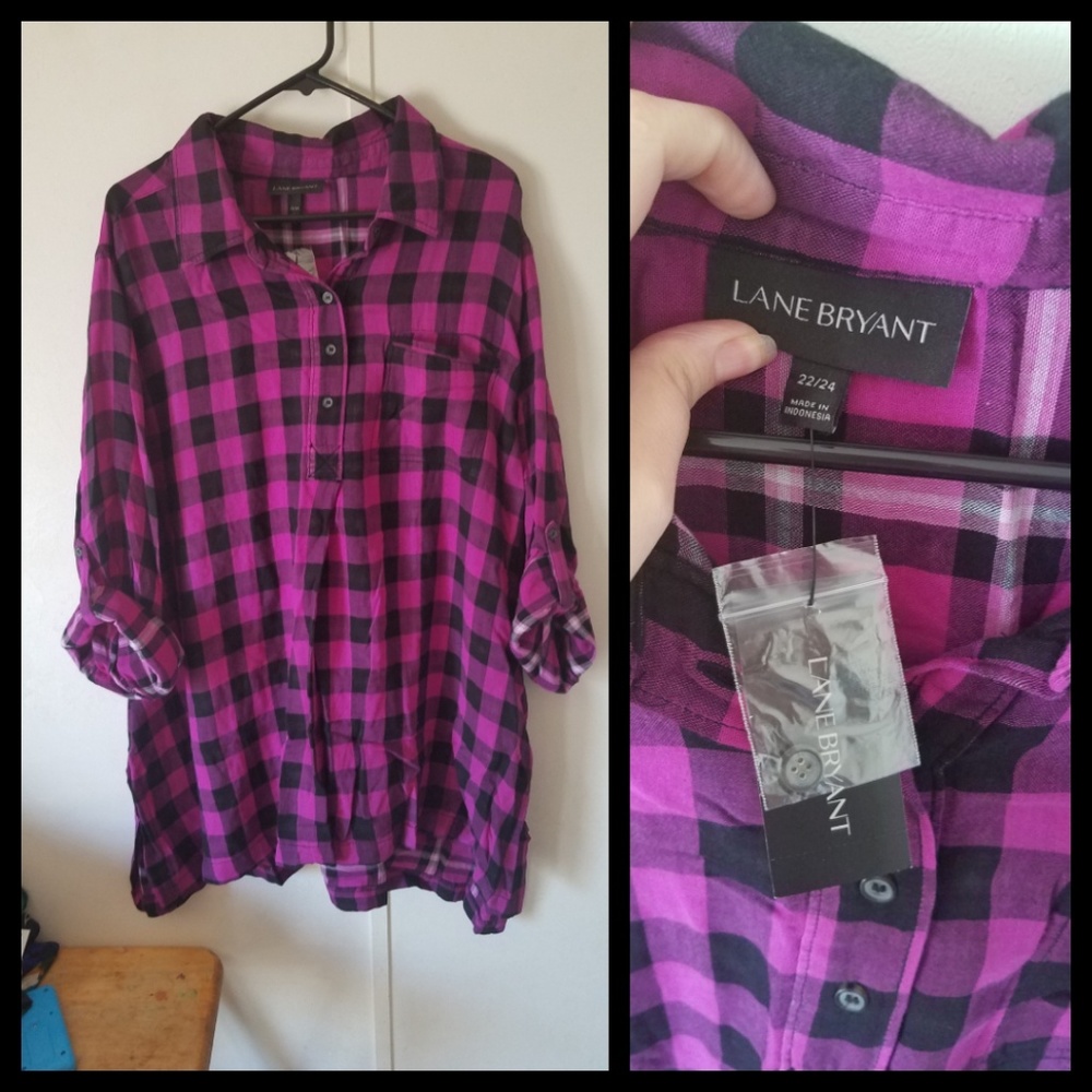 Purple and black plaid tunic